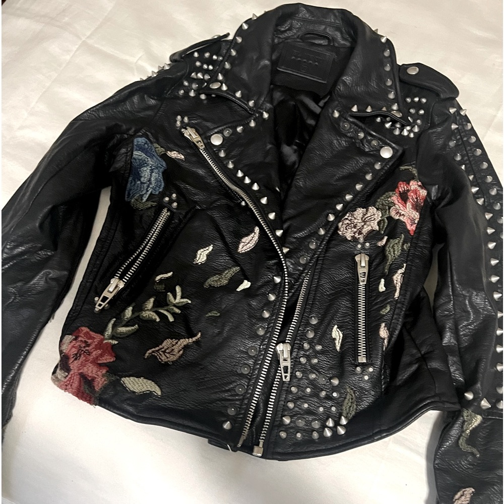 Blank NYC "Biker" jacket. Spikes and Florals SZ Small
